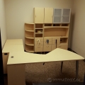 Blonde 6 Pc Modern Desk Suite with Filing, Storage, and Shelves